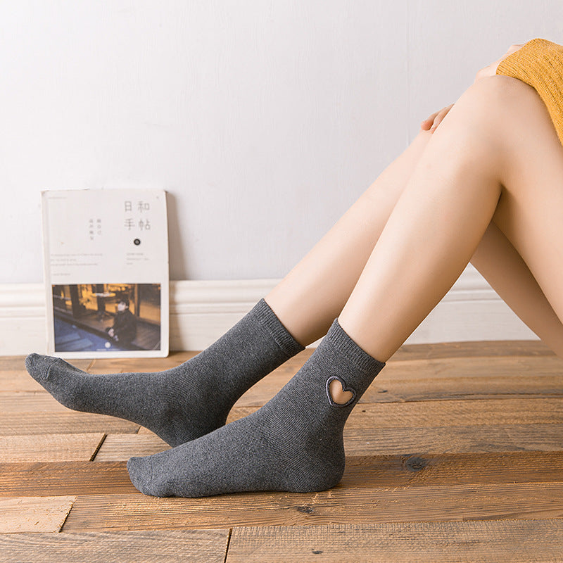 College style trend love hollowed out fashion socks