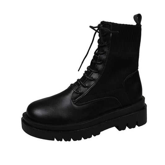 Women's Thin Thick-soled Lace-up Ankle Boots