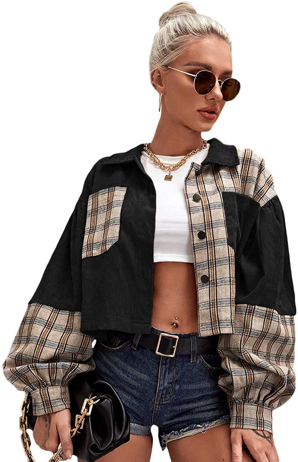 Women's Patchwork Lapel Short Coat