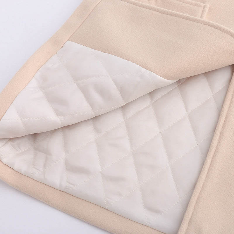 Retro Horn Button Hooded Woolen Coat