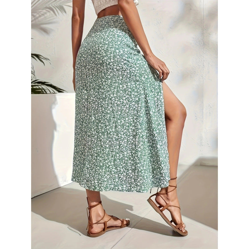 Floral Split New Chinese Style Skirt Fairy Dress For Women