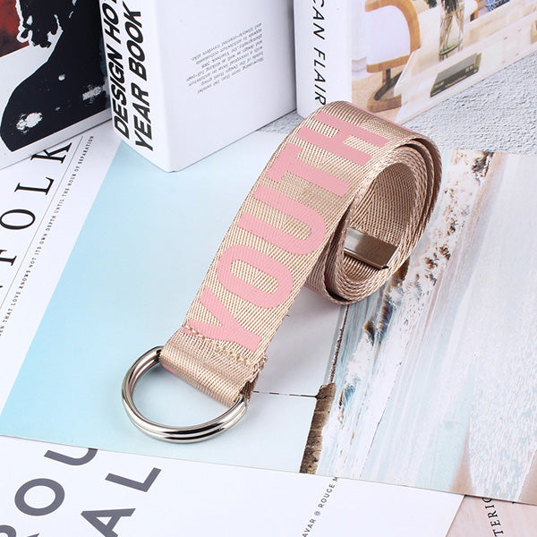 Women's alphabet canvas belt