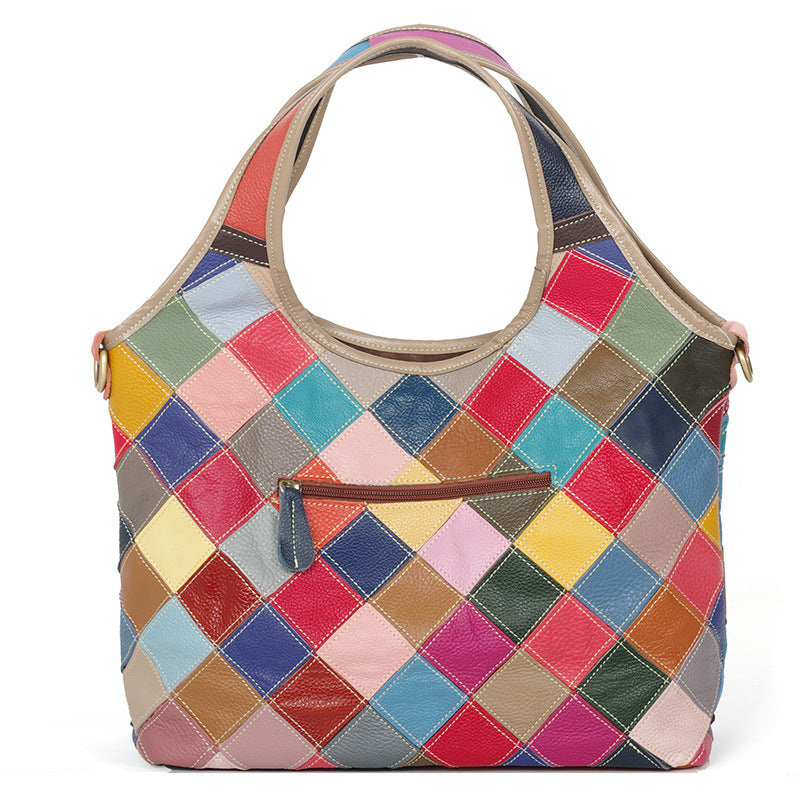 Color pattern stitching lady crossbody bag