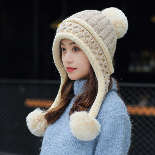 Two-piece Knitted Beanie Set With One-piece Scarf