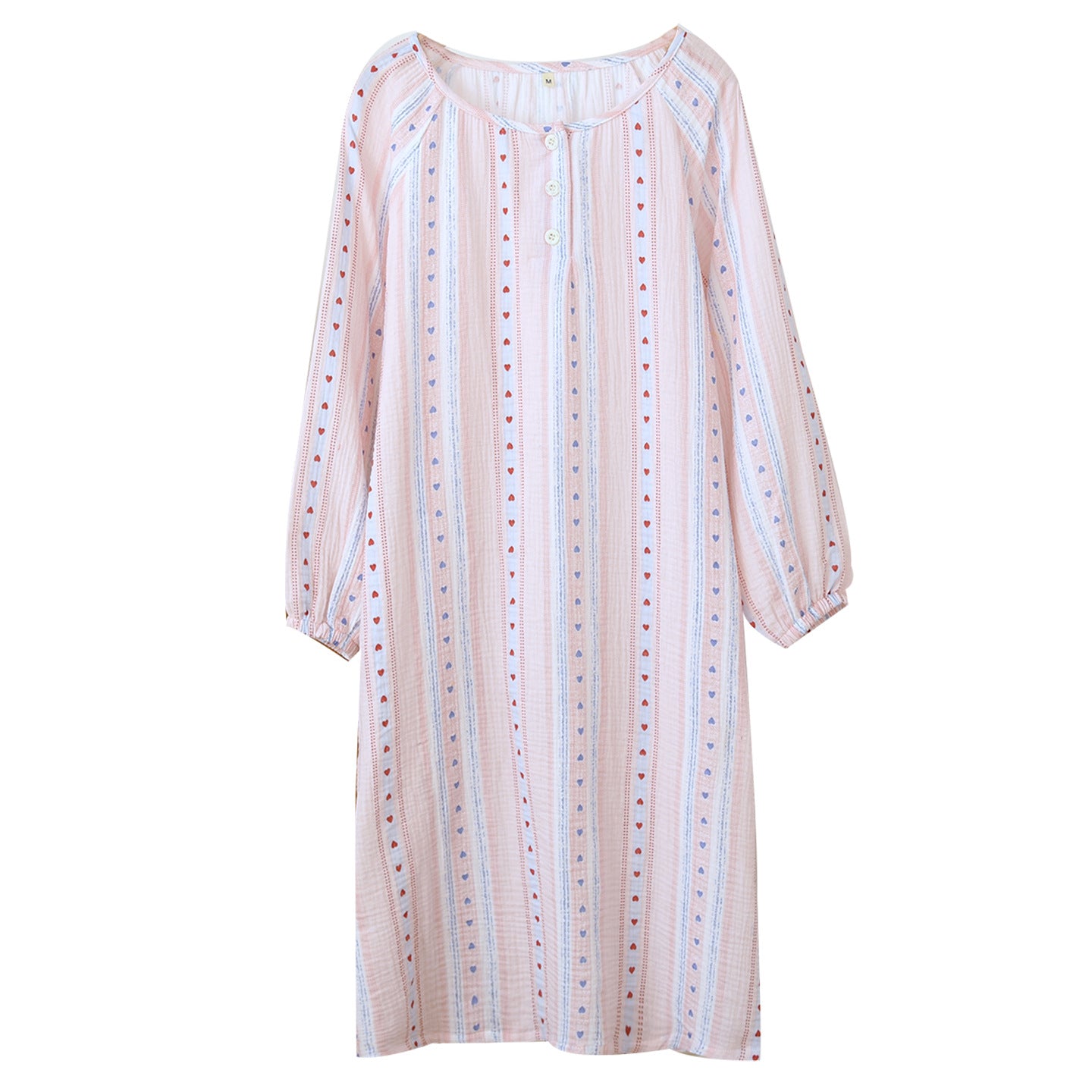 Womens Summer Loose Short-Sleeve Cotton Nightdress