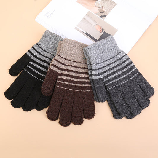 Winter gloves thick wool non-slip warm all-finger woolen gloves