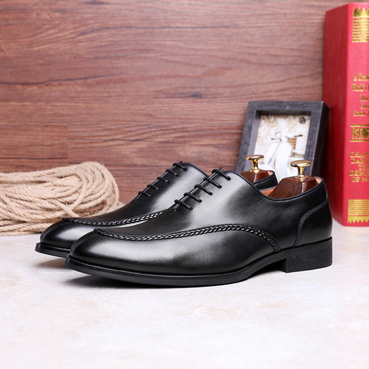 Top Layer Cowhide Rubber Compound Sole Lace-Up Shoes