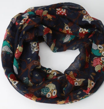 Chamsgend Newly Design Women Ladies Owl Cartoon Print Scarf Warm Wrap Shawl O Neck Rings 160405 Drop Shipping Chamsgend