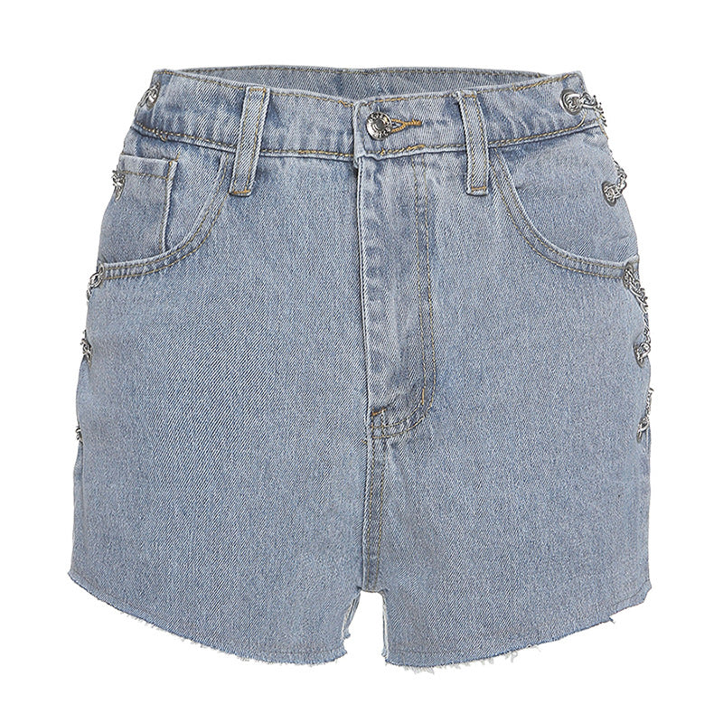 High-waist cut-out strap slim fit casual jeans