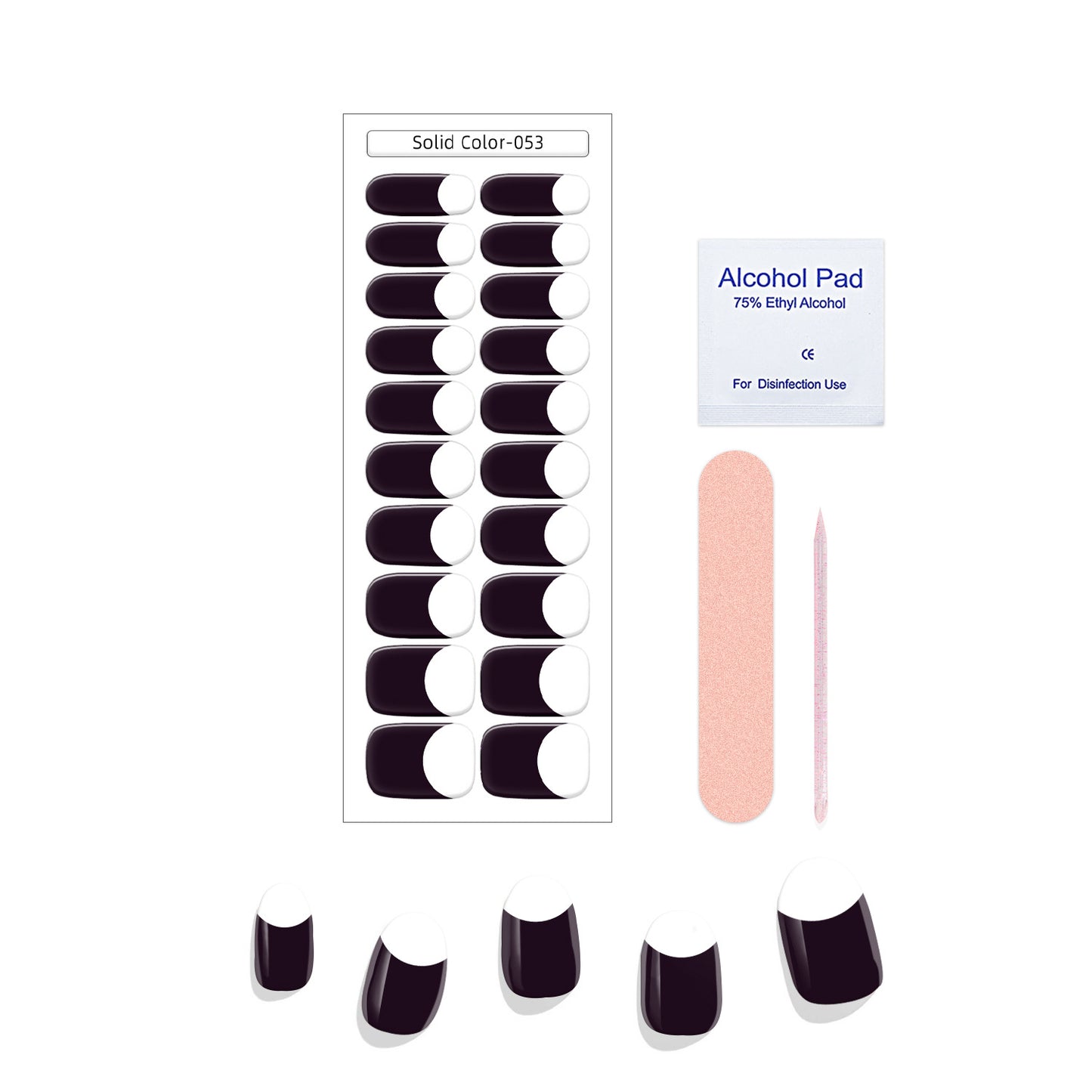 New French Solid Color Gel Waterproof Semi-baked Nail Stickers
