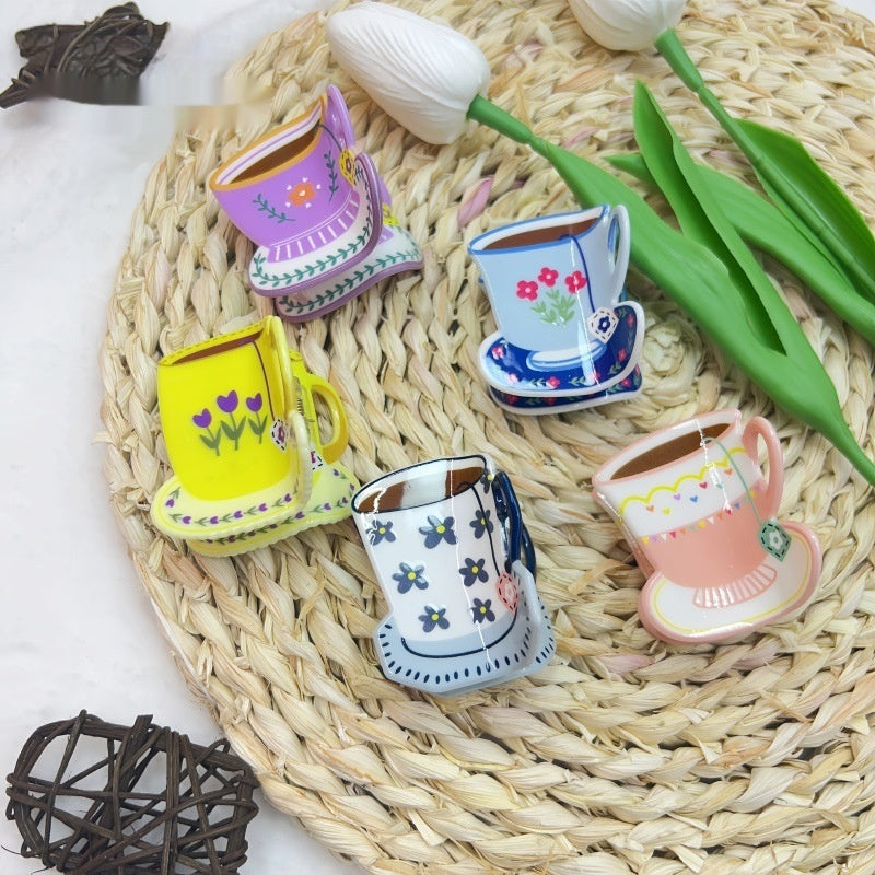 Sweet Coffee Cup Flower Barrettes