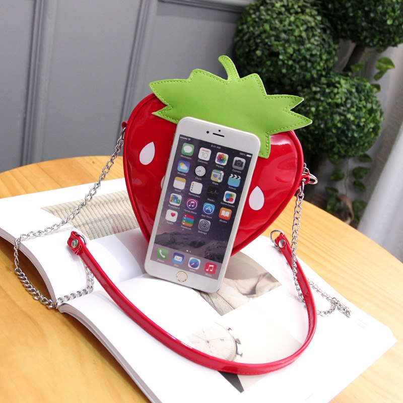 summer new female bag PU leather women bag cute fruit packet chain Shoulder Messenger Bag orange watermelon Strawberry bag