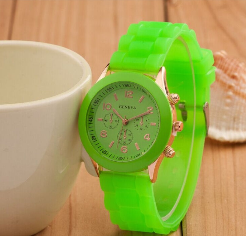 Foreign trade explosions Geneva jelly silicone watch GENEVA three-eye digital scale student quartz watch wholesale