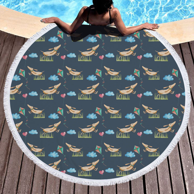 Round printed beach towel