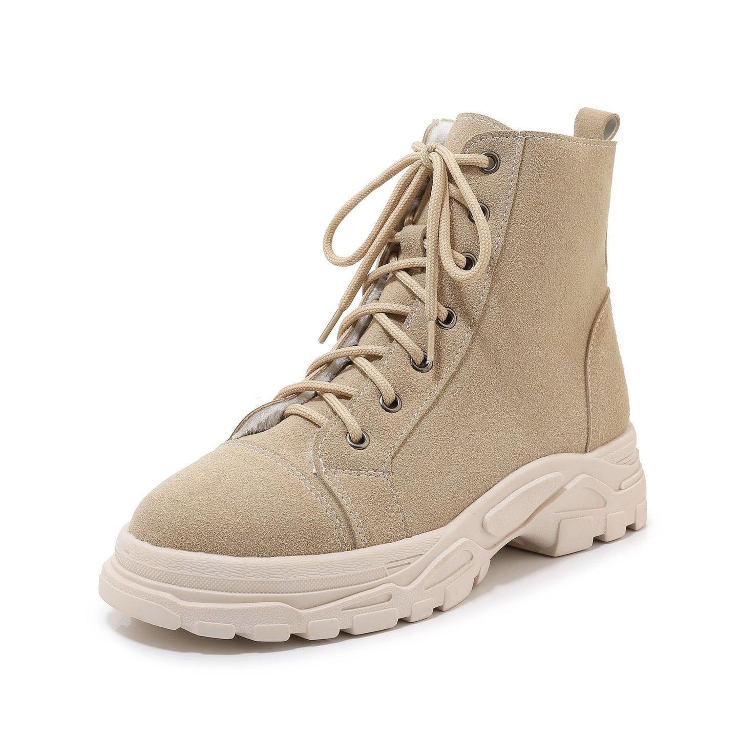 New Comfortable Platform Mid-heel Women's Shoes With Lace-up Front Low Boots