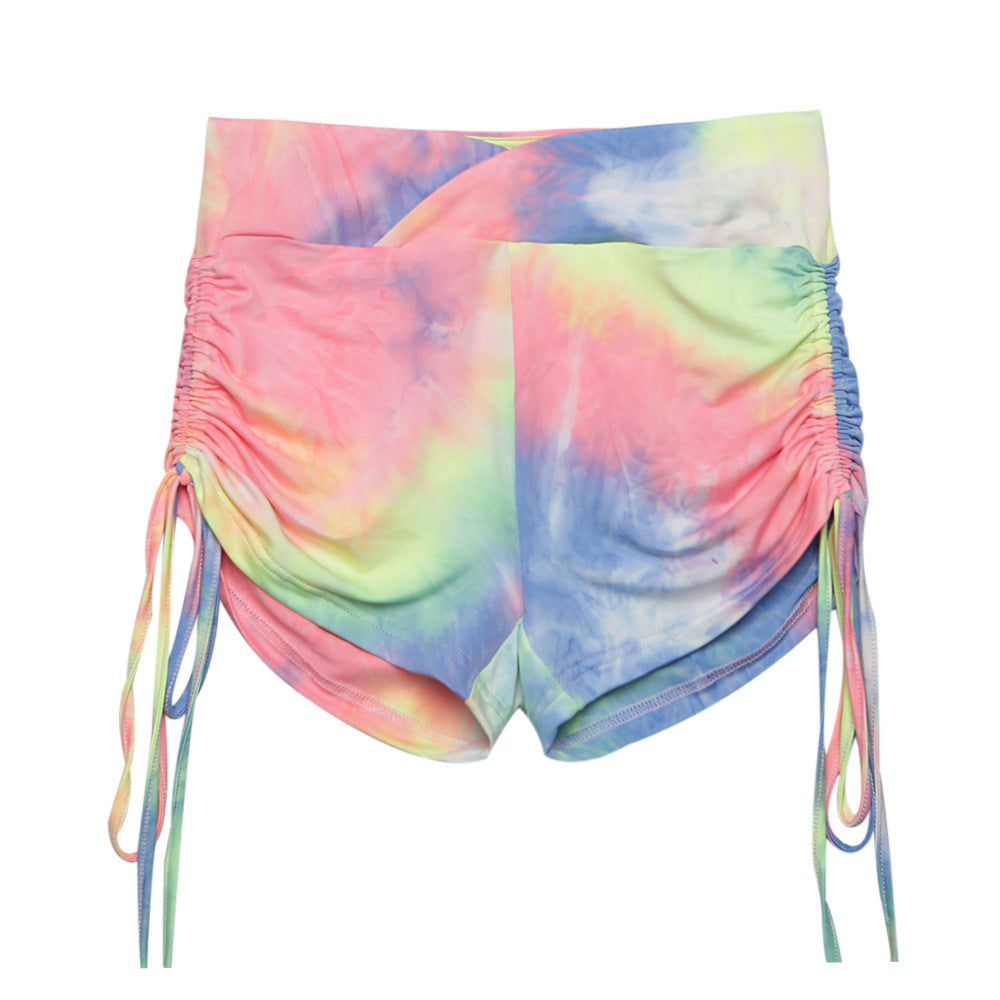Tie-dye drawstring shorts