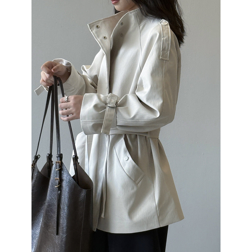 Opretstående krave trenchcoat til kvinder Løs casual jakke