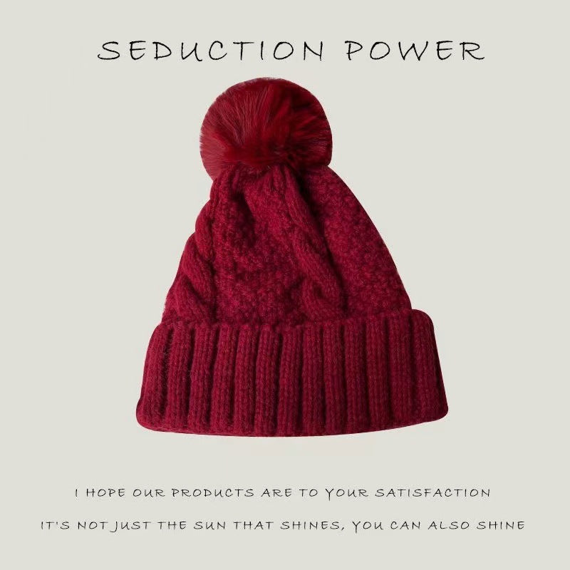 Winter New Knitted Hat All-matching Woolen Hat Solid Color Knitted Hat