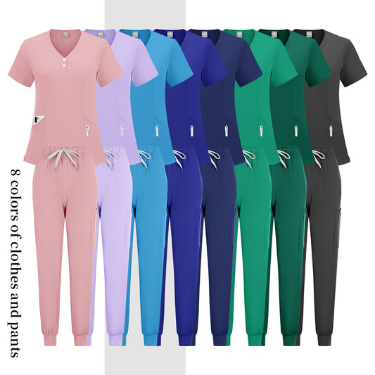 Stylish Casual Scrub Set For Women Long- Or Short-sleeve Doctor And Nurse Uniform