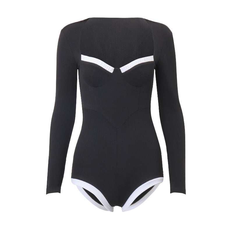 Full Length Long Sleeved Waist Cinching Bodycon Jumpsuit