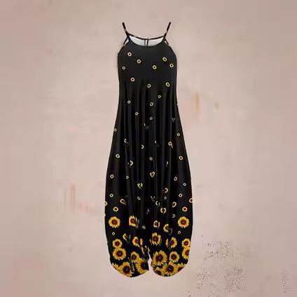 Printed Harem Hanging Crotch Jumpsuit