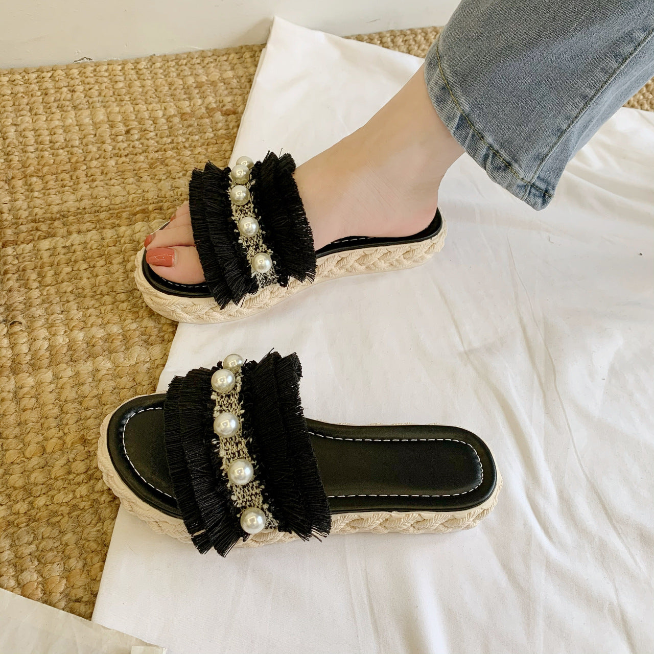 Rubber Faux Leather Korean Style Slippers