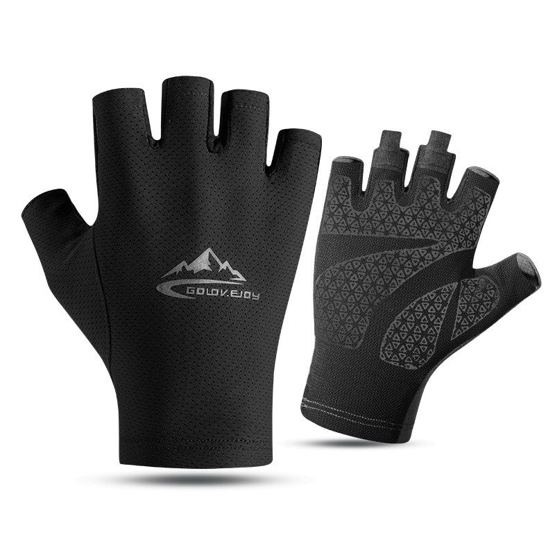 Ice Silk Sunscreen Palm Microfiber Non-slip Wear-resistant High Elastic Men's Gloves