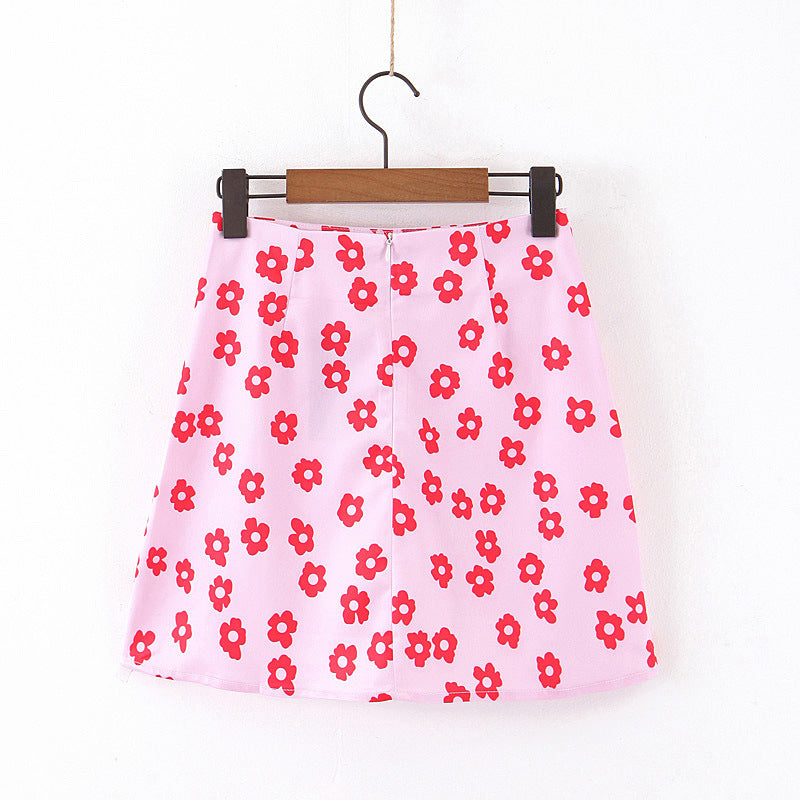 European And American Satin Flowered Skirt