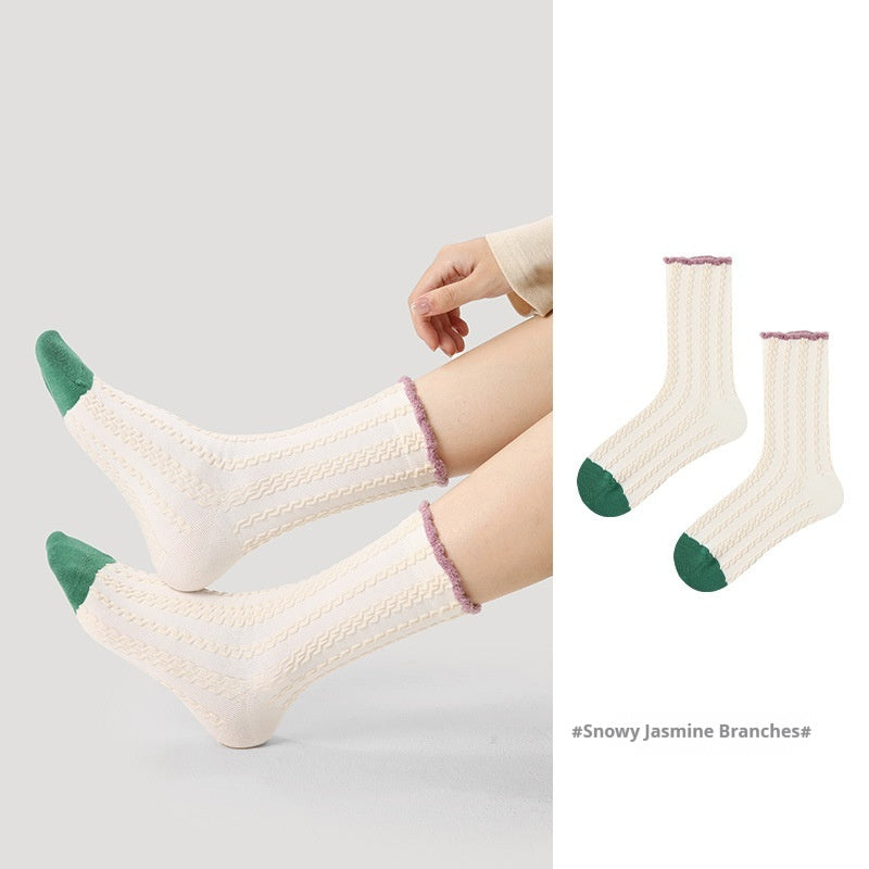 Niche Vintage Court Style Thin Middle-long Stockings