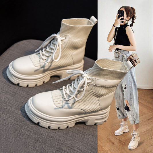 Fashionable Breathable Non-slip Wear-resistant Martin Women's British Style Short Thin Boots