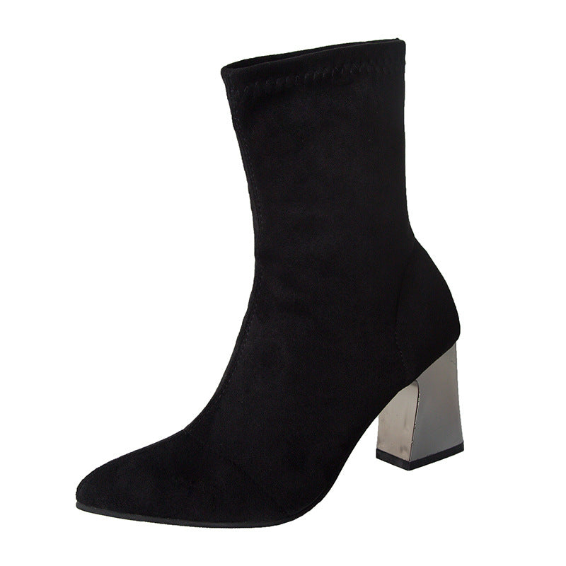 Chunky heel fashion short boots