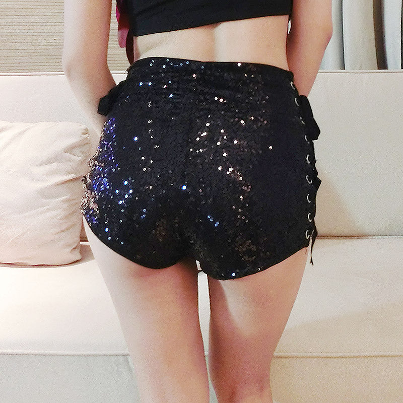 Sequined high waist shorts