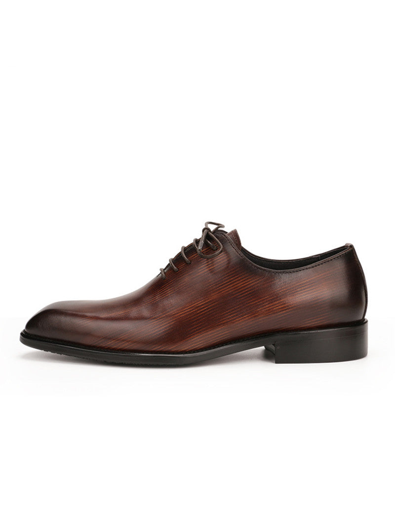Pure Color Top Layer Cowhide Handmade Leather Suit Men's Shoes