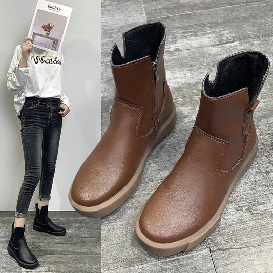 Women's Round toe Mid-heel Thick Heel Martin Boots