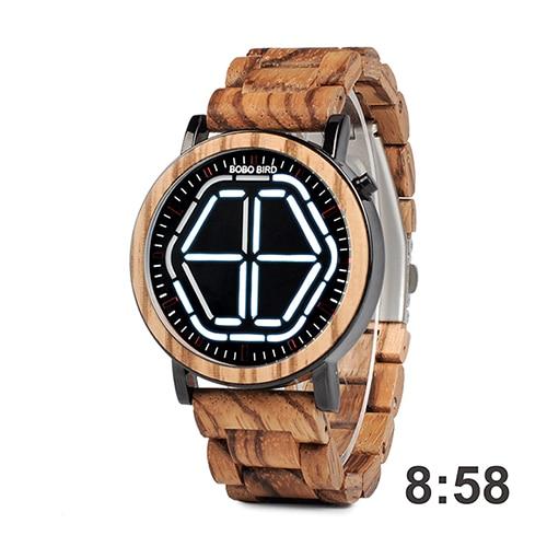 Bamboo LED Display Night Vision Digital Watch