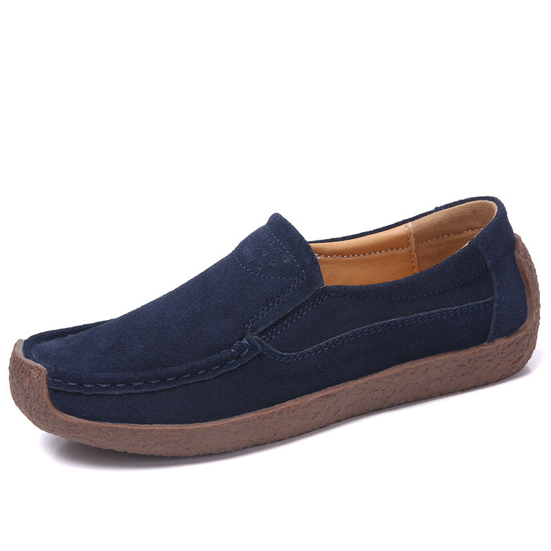Mode loafers med rund tå afslappede alsidige ensfarvede flade sko slip-on hyggelige sko