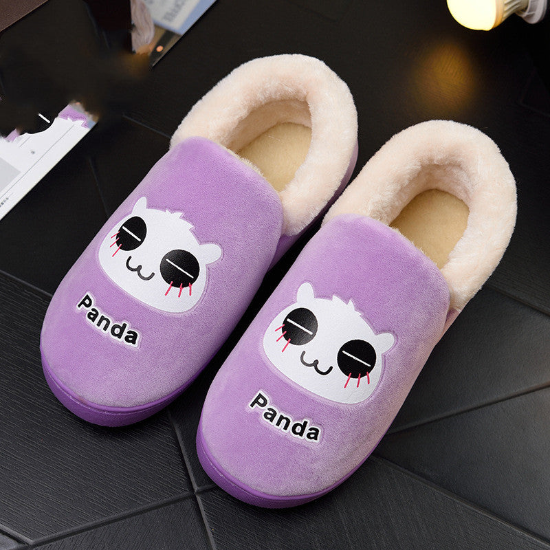 Love cartoon furry wooden floor slippers