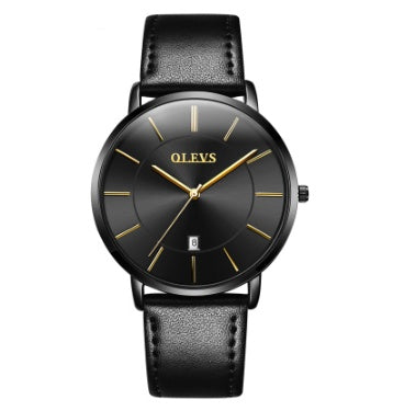 New fashion men's watch calendar waterproof leather men's watch quartz watch