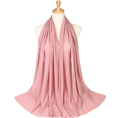 Chiffon crumpled solid color scarf