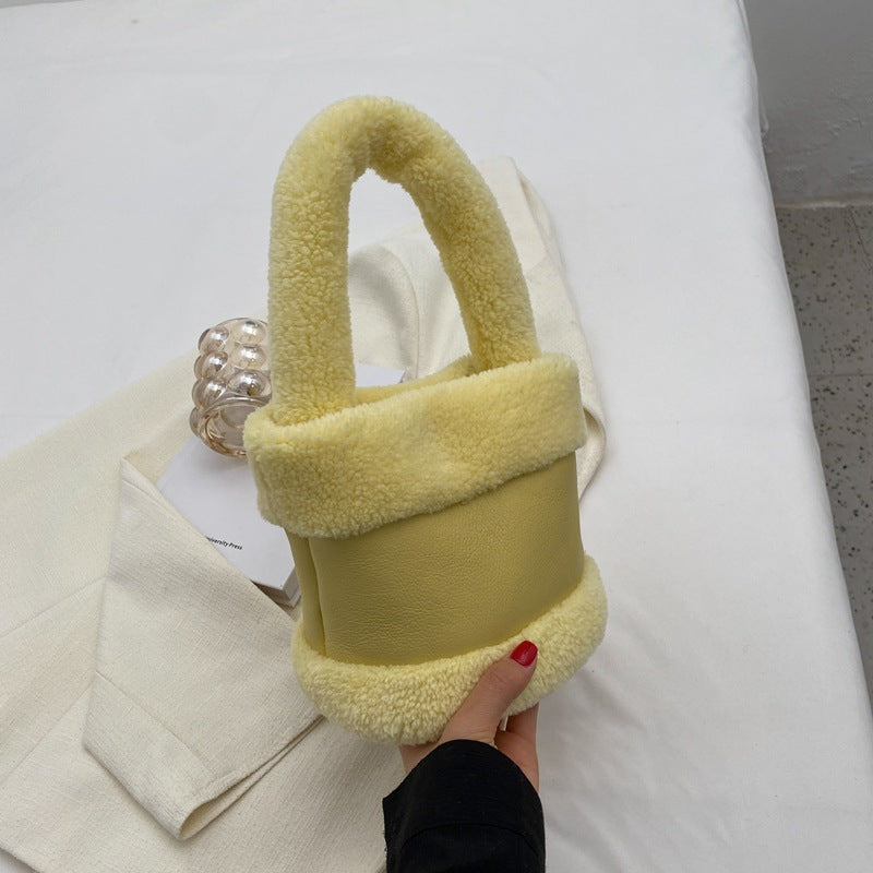 Tide Personality Splicing Fur Bag Sweet Handbag