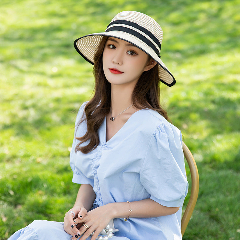 Beach Half Brim Peach Hat Woven Mesh Straw Hat