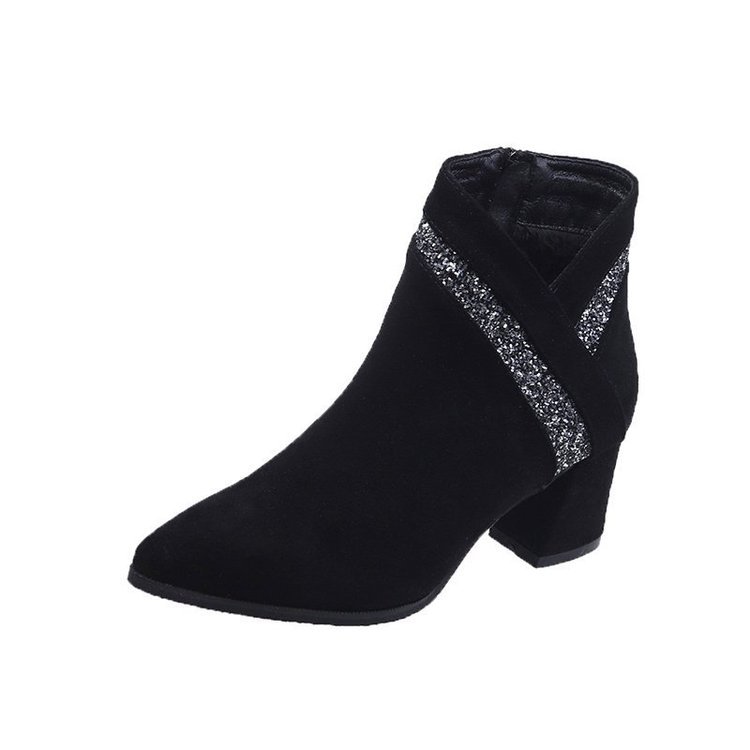 Women's Velvet Warm High-Heeled Martin Boots