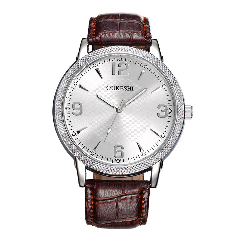 OUKESHI okshishi fashion simple sword nail plaid belt waterproof quartz men's watch