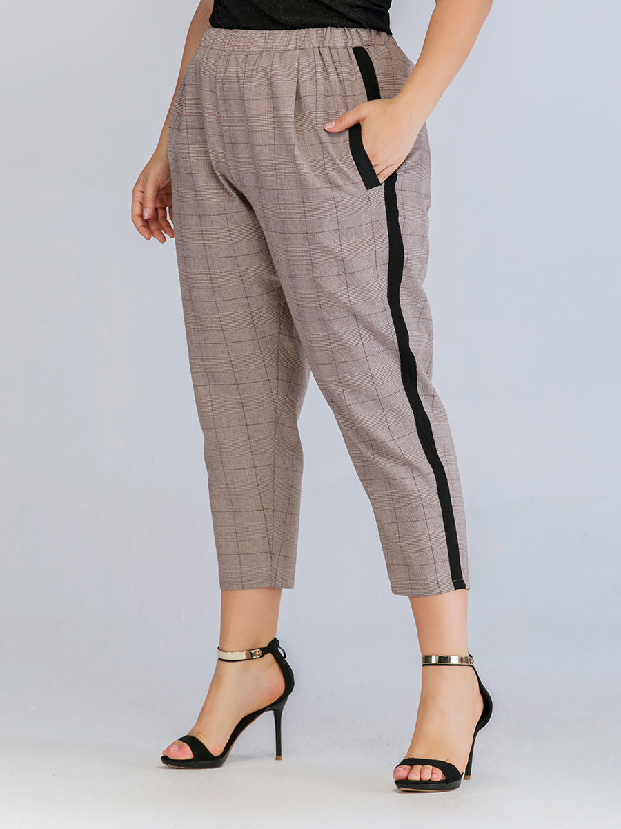 Slim Check Straight Suit Pants