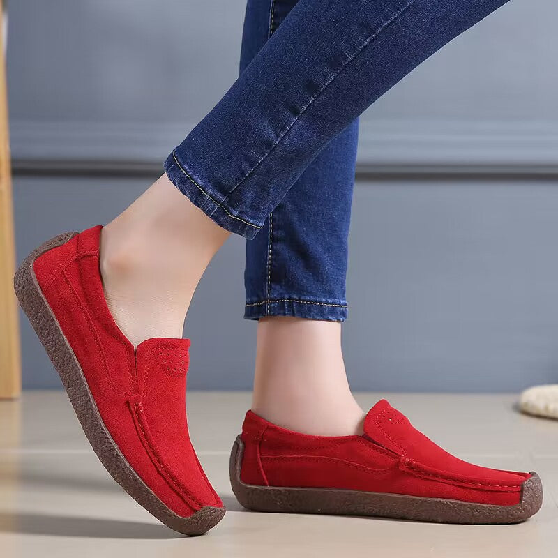 Mode loafers med rund tå afslappede alsidige ensfarvede flade sko slip-on hyggelige sko
