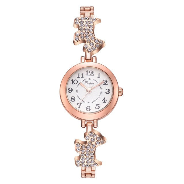 Round alloy bracelet watch
