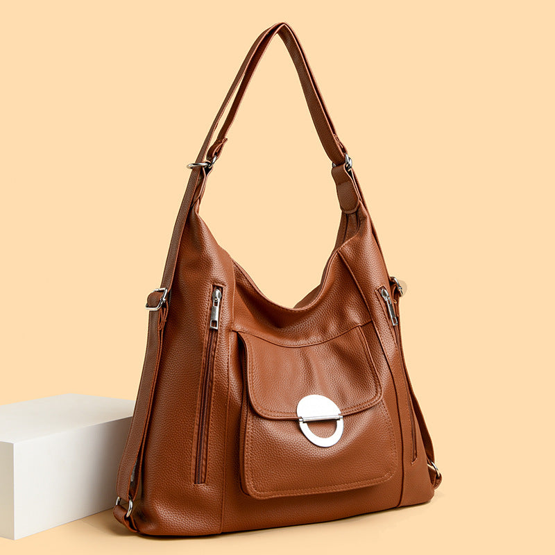 Washed Leather Shoulder Large Capacity Portable Messenger Bag