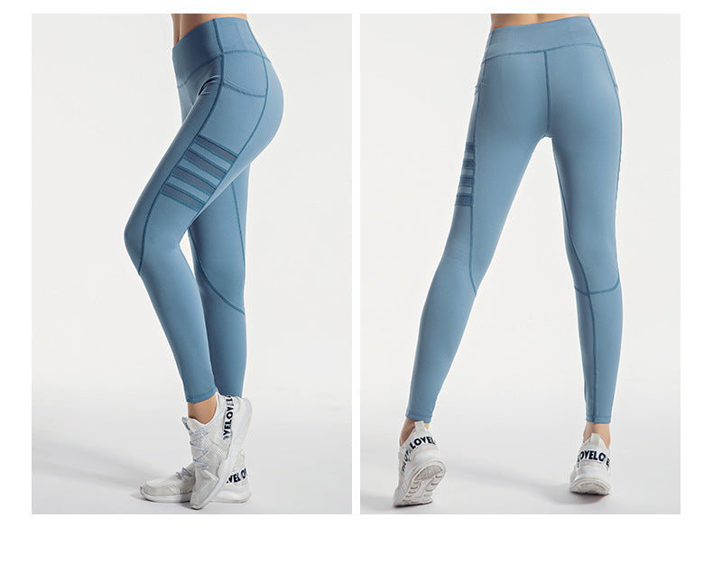Mesh striped yoga pants