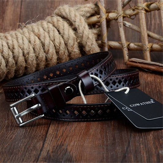 COWATHER good woman cow leather belt buckle belt
