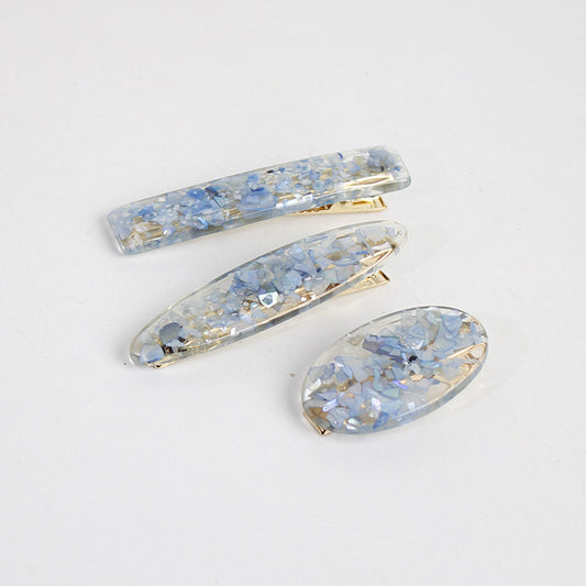 Japanese ins wind hairpin hair accessories magic color shell water droplets rectangular bangs word side clip hairpin hair accessories Korean version